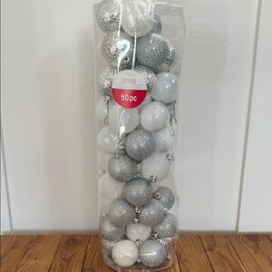 Ashland Shatterproof Silver and White Ornament Collection